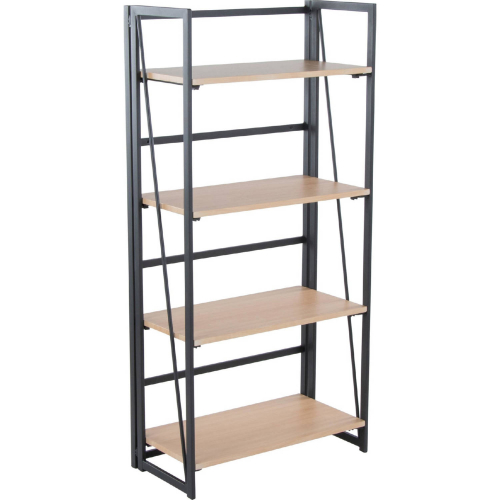 Dakota Bookcase in Black Painted Metal & Natural Wood